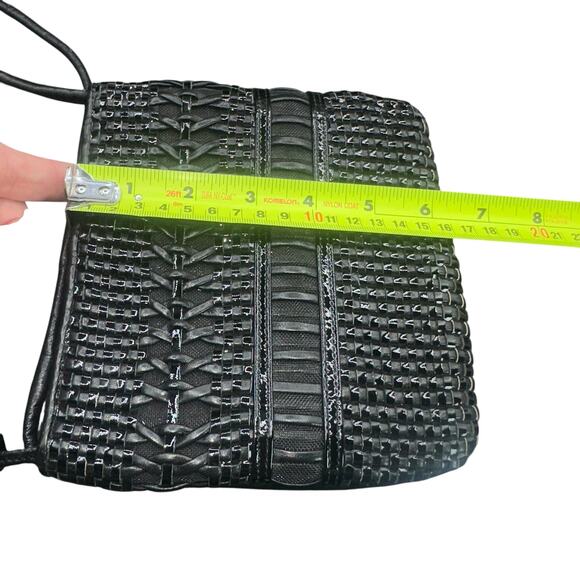 Sharif Woven Leather Crossbody Bag Black Made in USA Boho Vintage - Picture 6 of 8